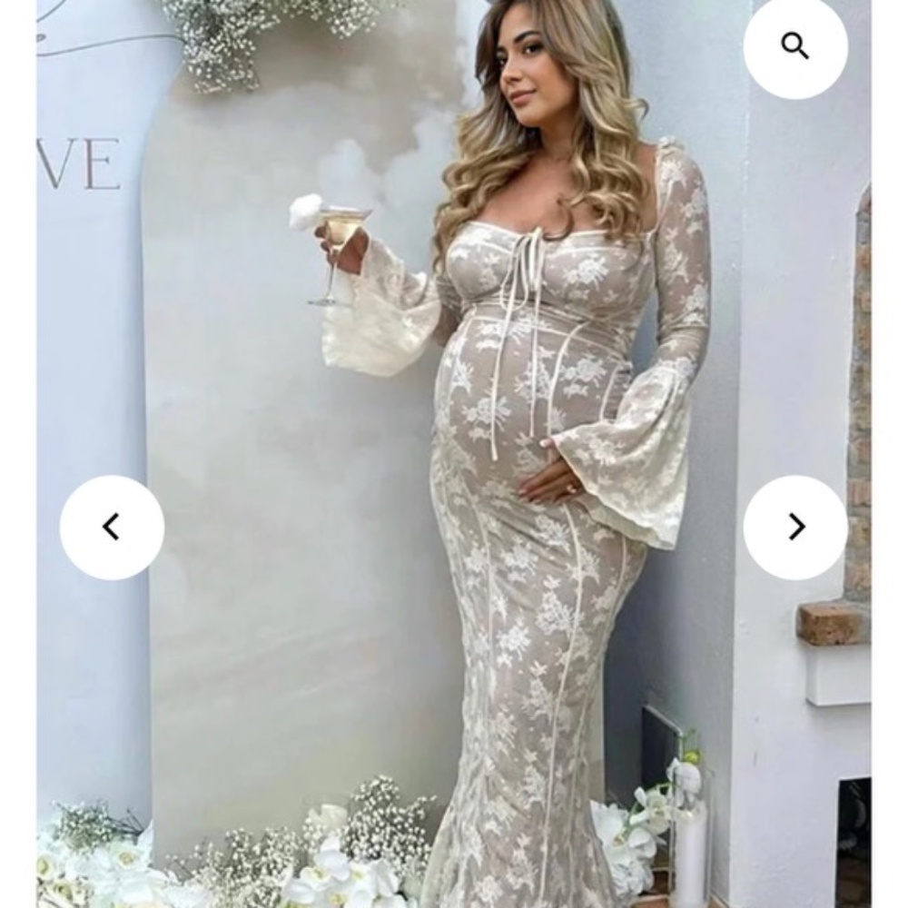 Momyknows White Lace Corset Square Neck Flare Sleeve Off Shoulder Maxi Dress